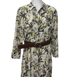 L'agence Cameron Leopard Floral Print Shirt Dress Size Small